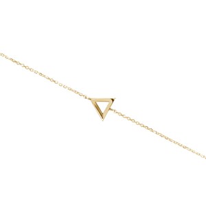 Gold Triangle Frame Charm, 9K 14K 18K Gold Bracelet, Dainty Cable Chain, White Gold, Geometric Bracelet, Triangle Jewelry, Gift For Women image 5