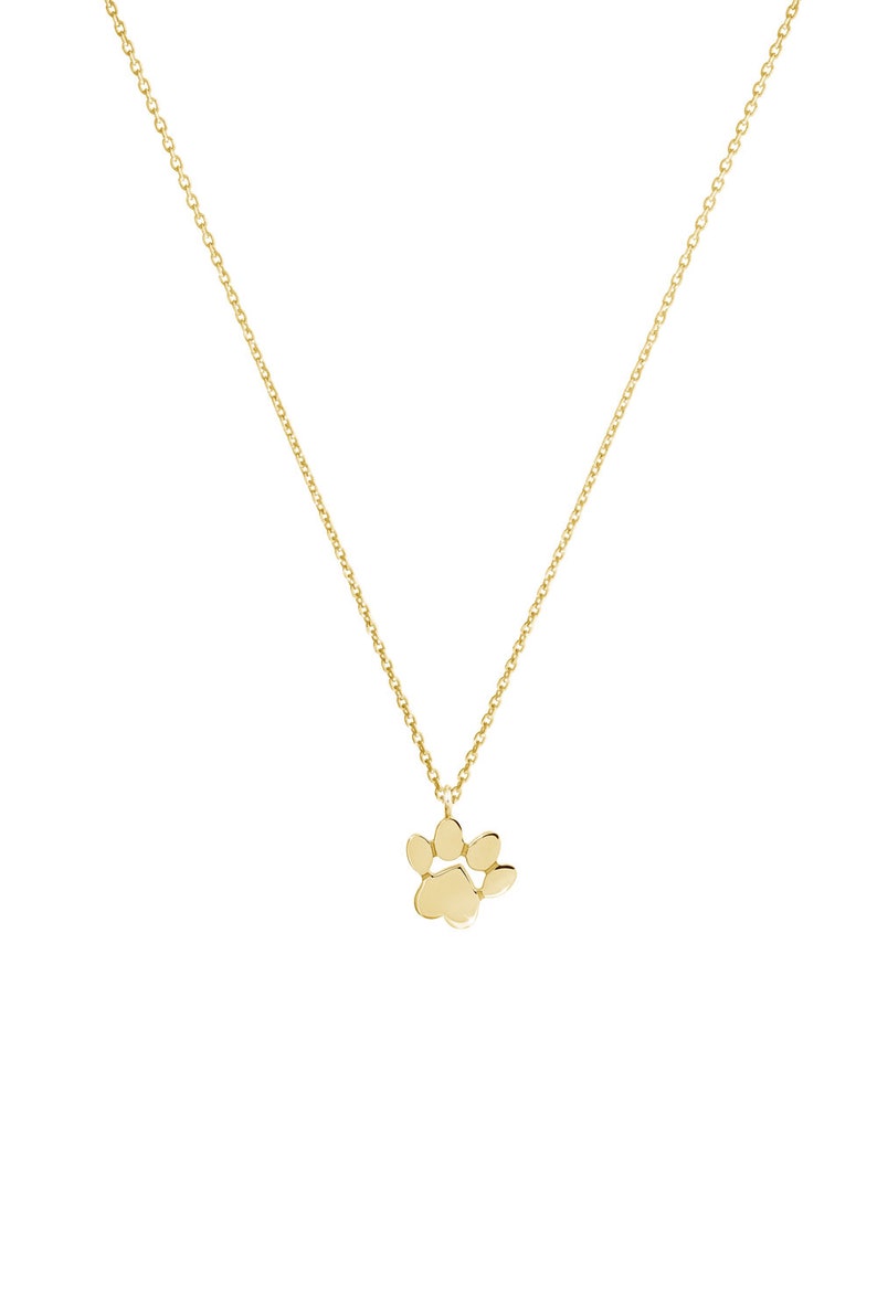 Gold Tiny Paw Print Necklace Dog Cat Paw Charm 9K 14K 18K Etsy