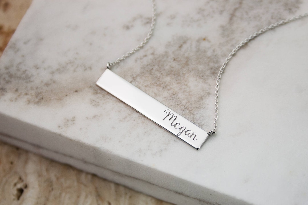 Personalized Name Necklace - Custom Engraved Bar Necklace With Gift Box (Gold/Silver/Rose Gold) - View #9