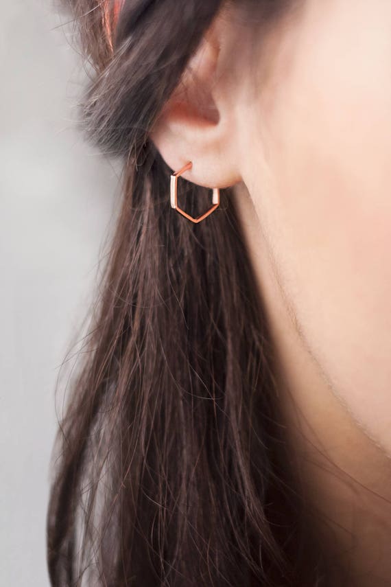 Orecchini Esagonali Geometrici Grandi Oro – Cerchio Boho A Goccia, Cavi, In Lega, Per Donna