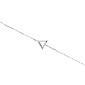 Gold Triangle Frame Charm, 9K 14K 18K Gold Bracelet, Dainty Cable Chain, White Gold, Geometric Bracelet, Triangle Jewelry, Gift For Women image 4
