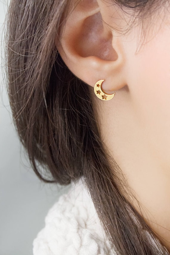 Crescent moon shaped earrings sale