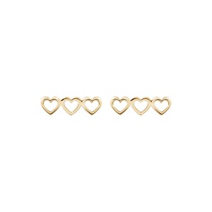 Triple Heart Earrings, 9K 14K 18K Gold Earrings, Rose Gold, Tiny Hearts Gold Studs, Rose Gold Heart Frame, Love Stud Earrings, Heart Jewelry image 6