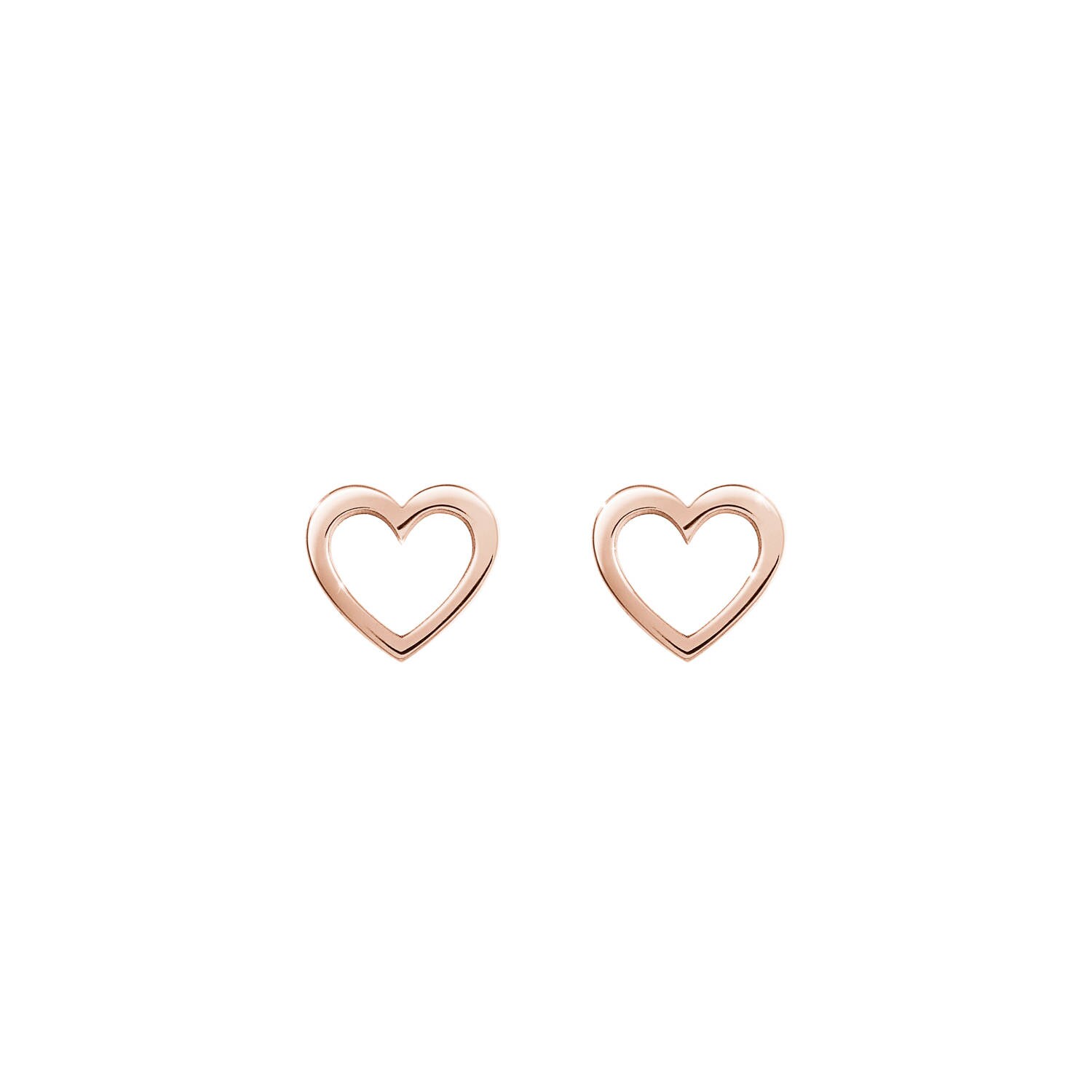 Rose Gold Heart Studs 9K 14K 18K Rose Gold Earrings Tiny - Etsy