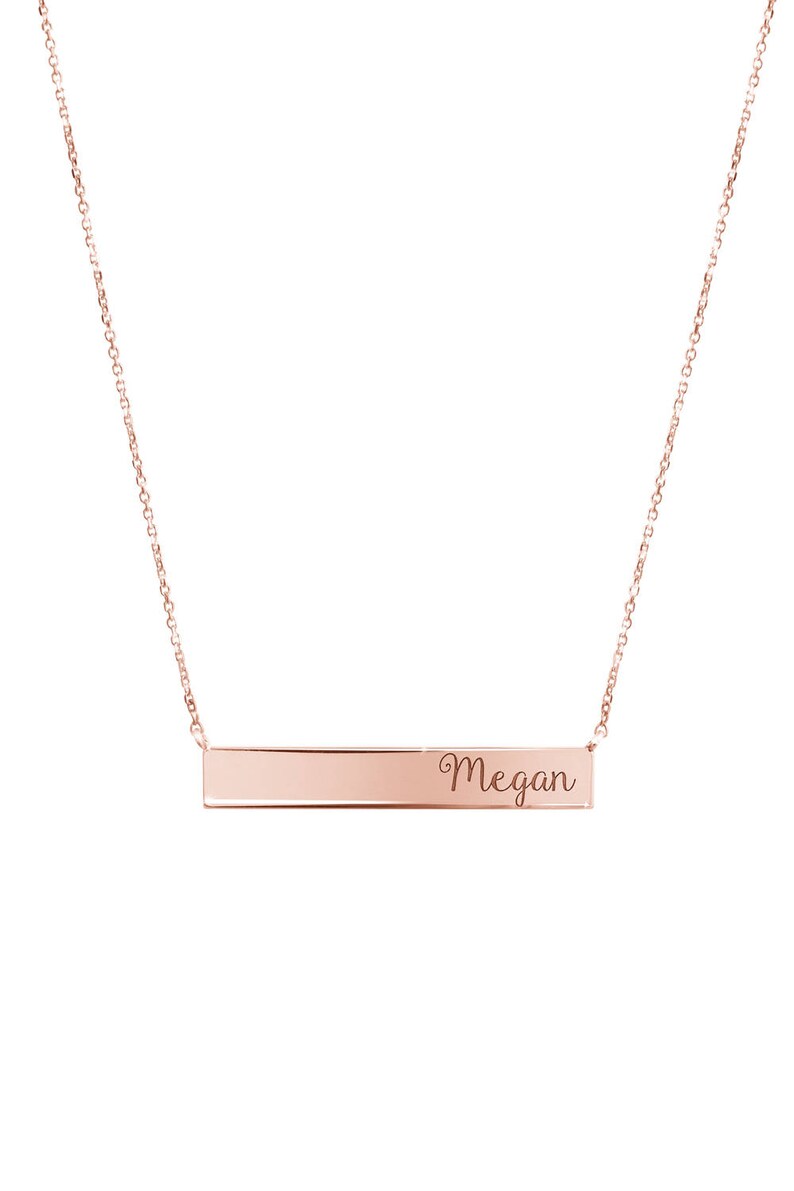 Customizable Name Necklace Gold Bar Necklace Both Sides Etsy