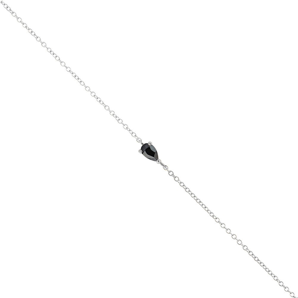 ペアシェイプのブラックスピネルブレスレット、9K 14K 18K