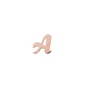 Pequeño pendiente con monograma "A" en oro rosa de 9 quilates, pendiente con monograma "A" individual, regalo para ella
