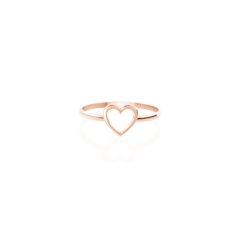 Gold Heart Frame Ring 9K 14K 18K Gold Ring Yellow Gold Etsy UK