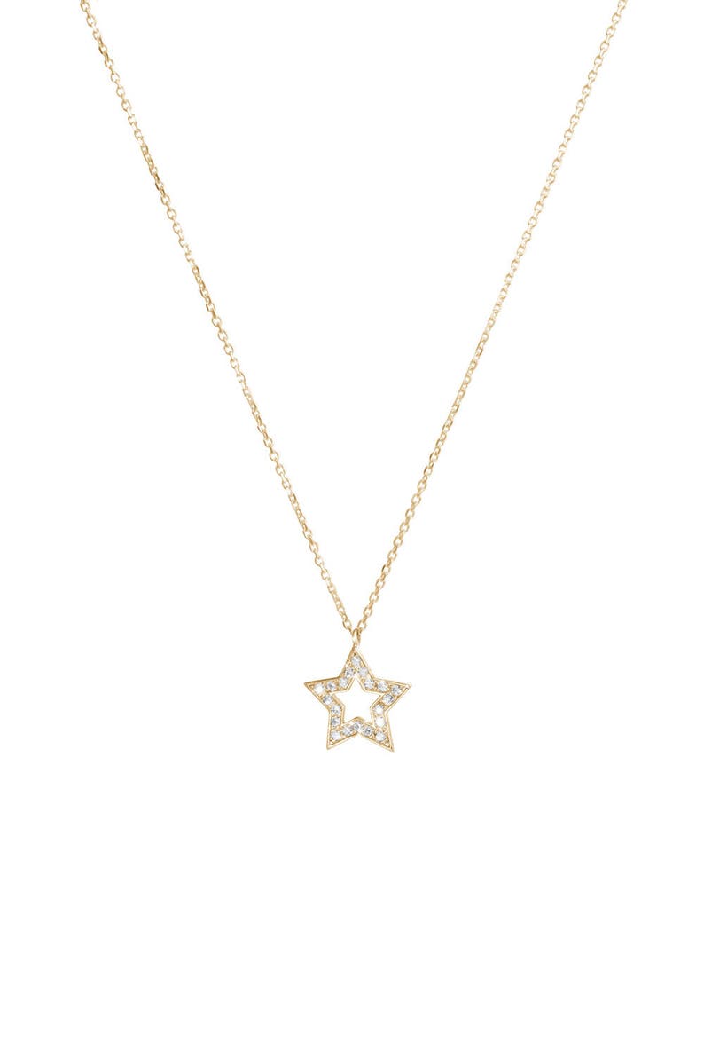 Gold Diamond Star Charm, 9K 14K 18K Yellow Gold Necklace, White Natural Diamond Pendant, Solid Gold Celestial Jewelry, Romantic Gift For Her image 4