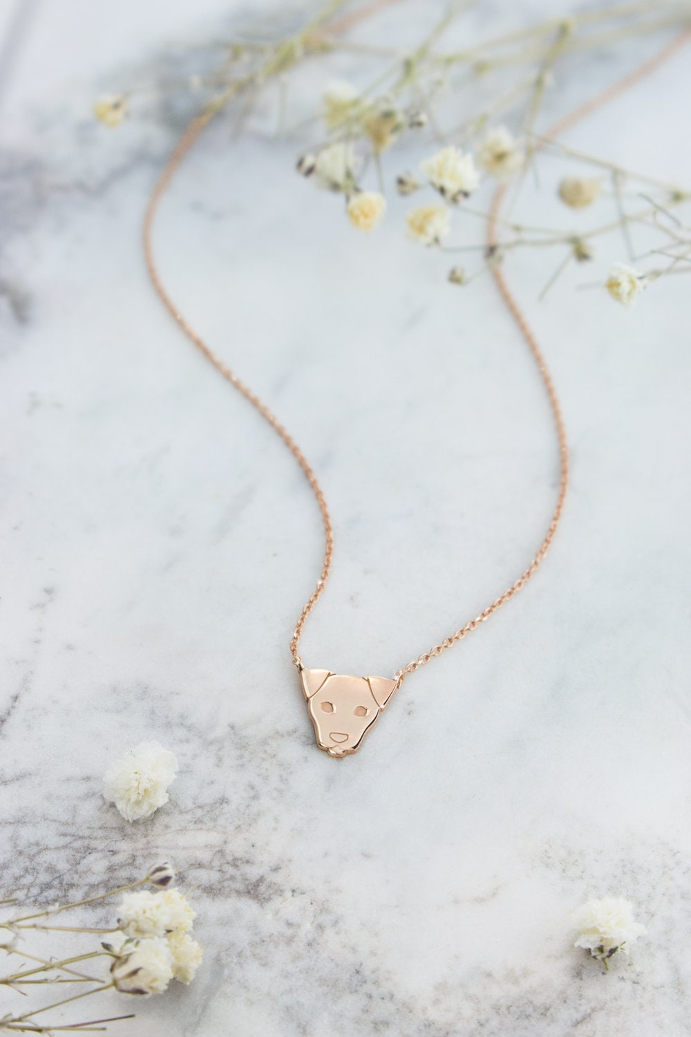 Dog Charm Necklace in Gold