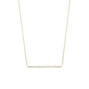 Gold Thin Bar Necklace, Diamond Gold Bar, 9K 14K 18K Rose Gold Necklace, Diamond Necklace, Gold Bar Pendant, White Diamond Bar, Gift For Her image 6