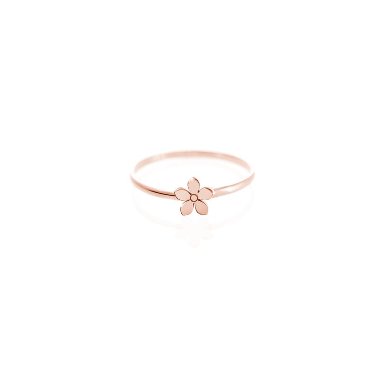 Flower Jewelry Solid Gold Thin Band 9K 14K 18K Rose Gold Ring Gift For Daughter Dainty Floral Band Tiny Flower Ring Romantic Gold Ring