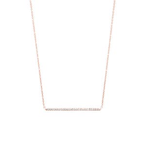 Gold Thin Bar Necklace, Diamond Gold Bar, 9K 14K 18K Rose Gold Necklace, Diamond Necklace, Gold Bar Pendant, White Diamond Bar, Gift For Her image 4