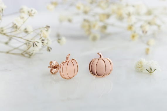 Rose gold pumpkin earrings deals