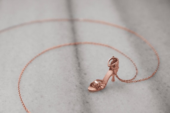 Latin Shoe Necklace 9K 14K 18K Rose Gold Necklace Solid Gold