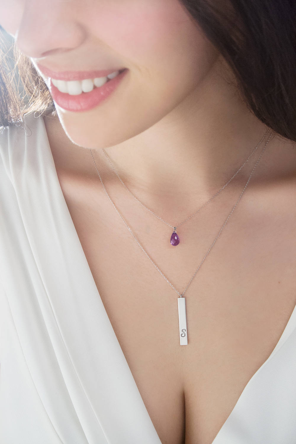 アメジスト ゴールド ペンダント、誕生石ネックレス、9K 14K 18K 