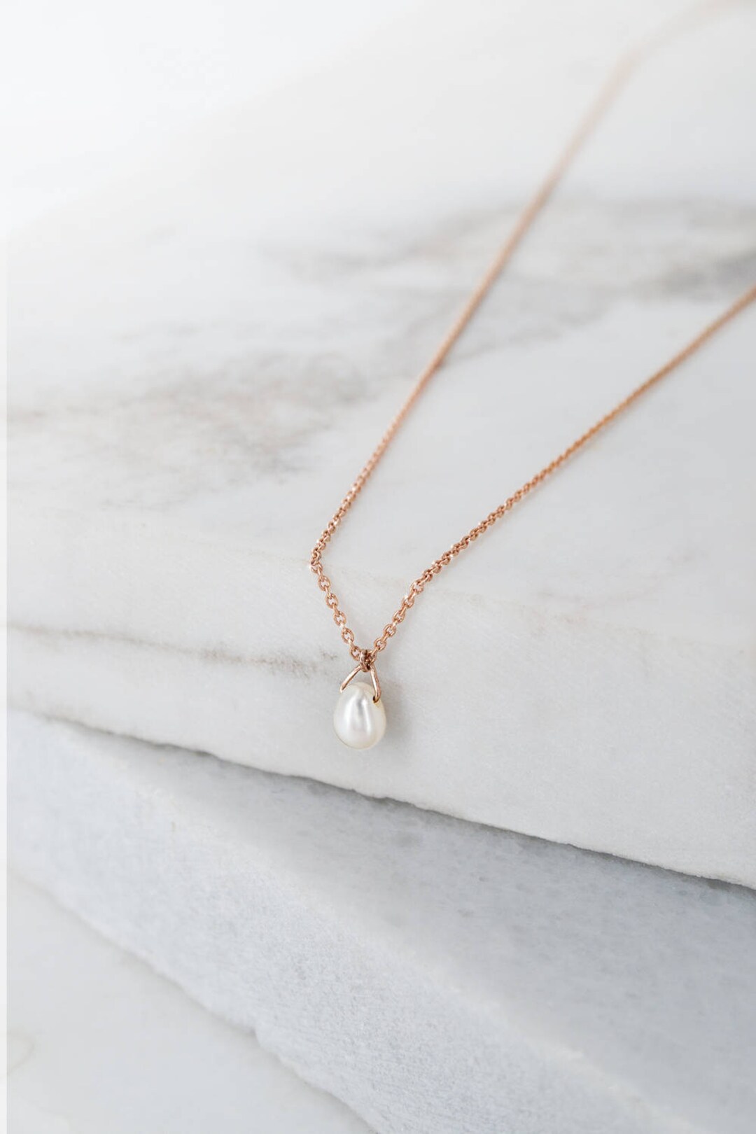 Single Pearl Drop Pendant, June Birthstone Charm, 9K 14K 18K
