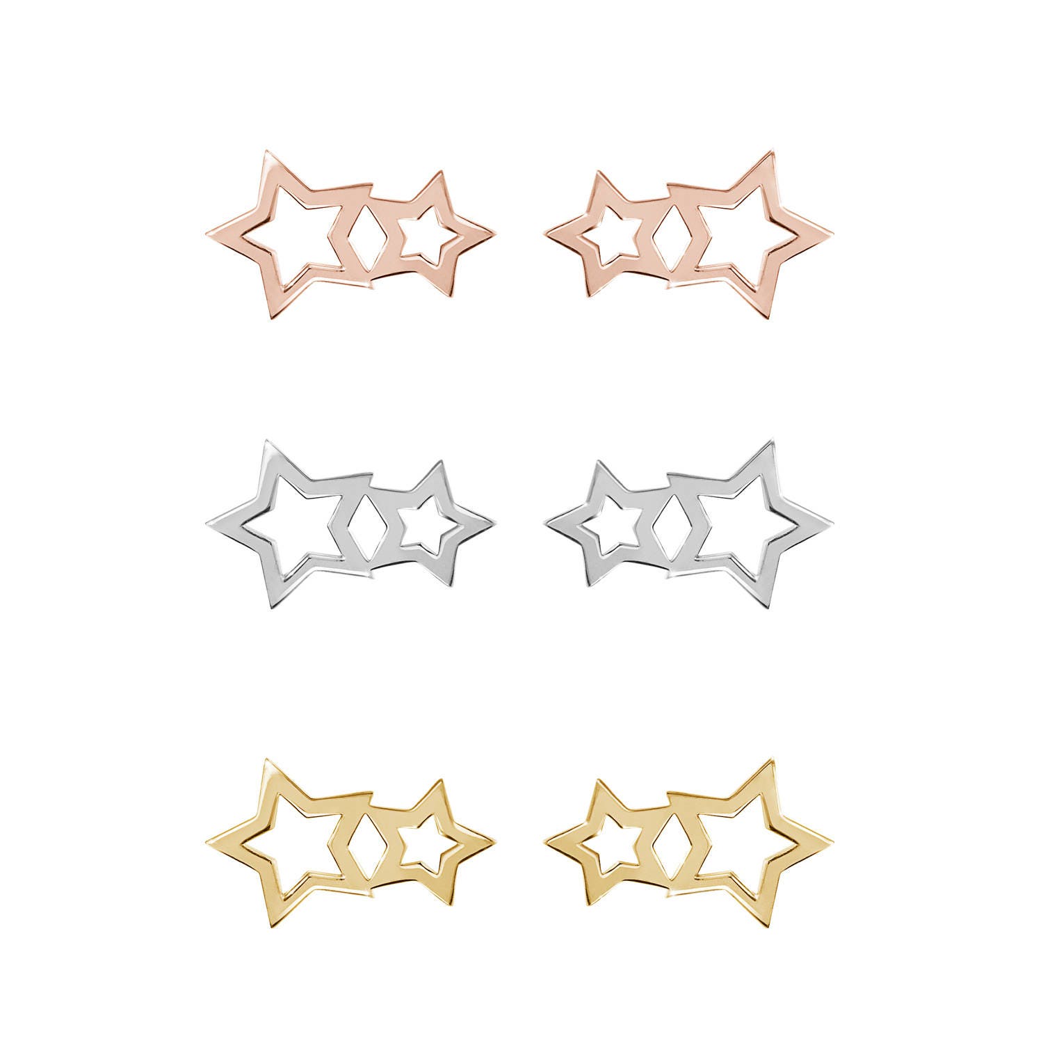 Solid gold star earrings Clearance