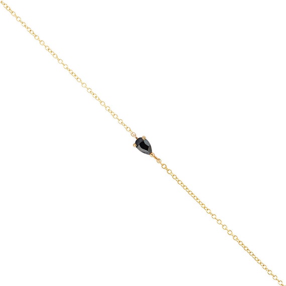 スピネル　ペアシェイプカット　ブレスレット ペアシェイプのブラックスピネルブレスレット、9K 14K 18Kソリッド