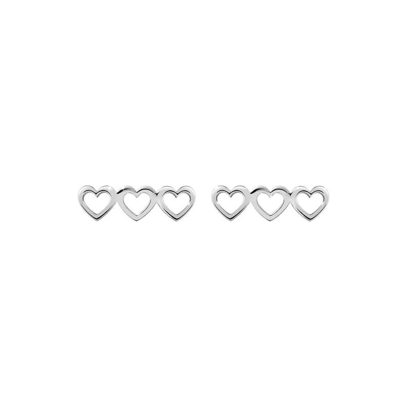 Triple Heart Earrings, 9K 14K 18K Gold Earrings, Rose Gold, Tiny Hearts Gold Studs, Rose Gold Heart Frame, Love Stud Earrings, Heart Jewelry image 5