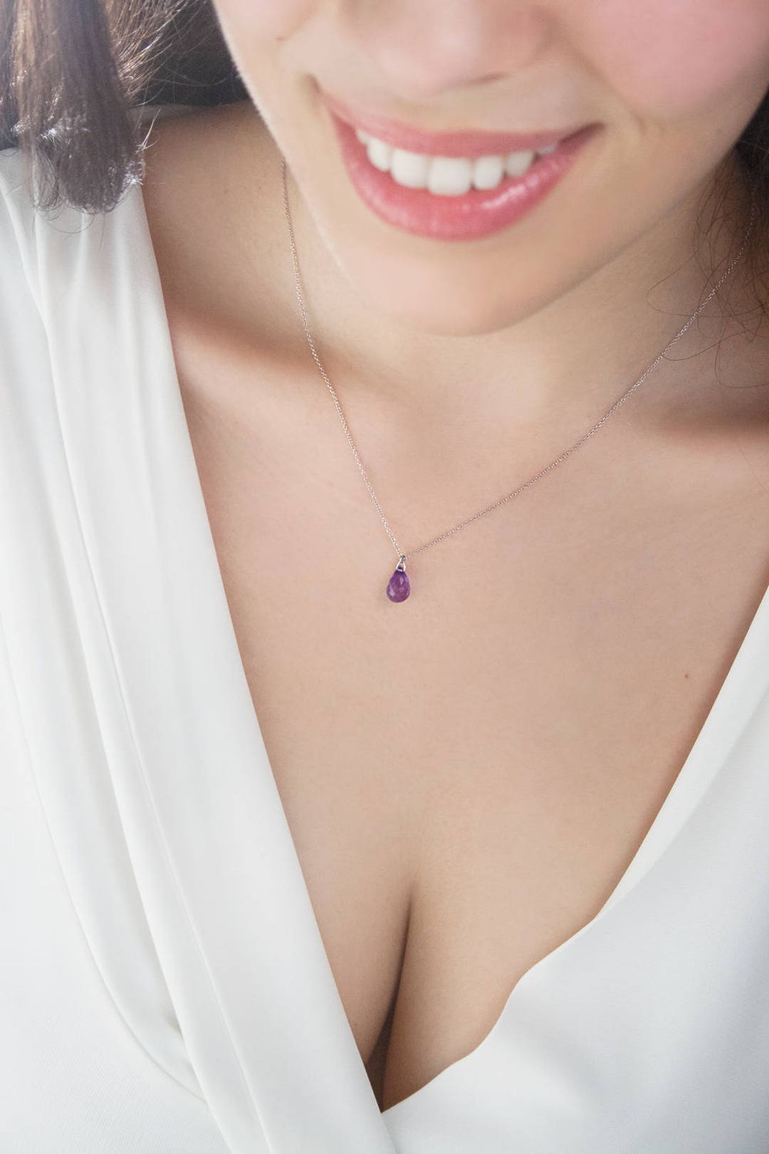 アメジスト ゴールド ペンダント、誕生石ネックレス、9K 14K 18K 