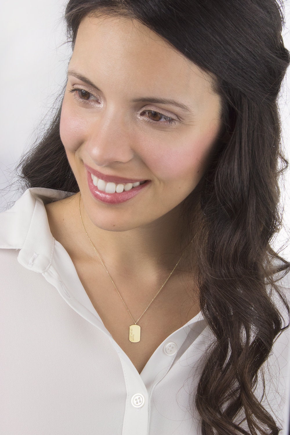 Tiny Gold ID Pendant, Custom Engraved Charm, 9K 14K 18K Gold Tiny Gold ID Pendant, Custom Engraved Charm, 9K 14K 18K Gold