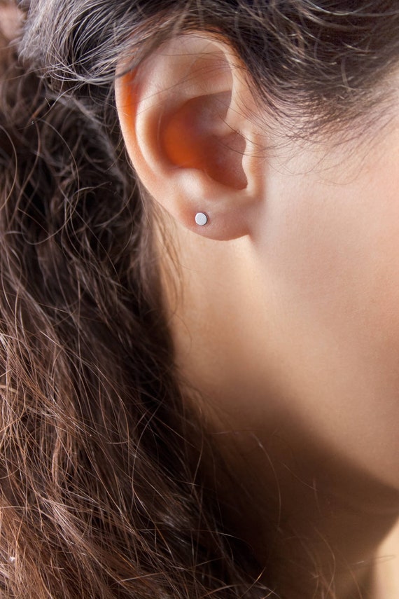 Tiny Circle Gold Earrings Solid Gold Dots 9K 14K 18K Gold Earrings White Gold Small Circle Studs Everyday Mini Studs Gift for Daughter Etsy