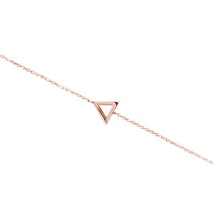 Gold Triangle Frame Charm, 9K 14K 18K Gold Bracelet, Dainty Cable Chain, White Gold, Geometric Bracelet, Triangle Jewelry, Gift For Women image 6