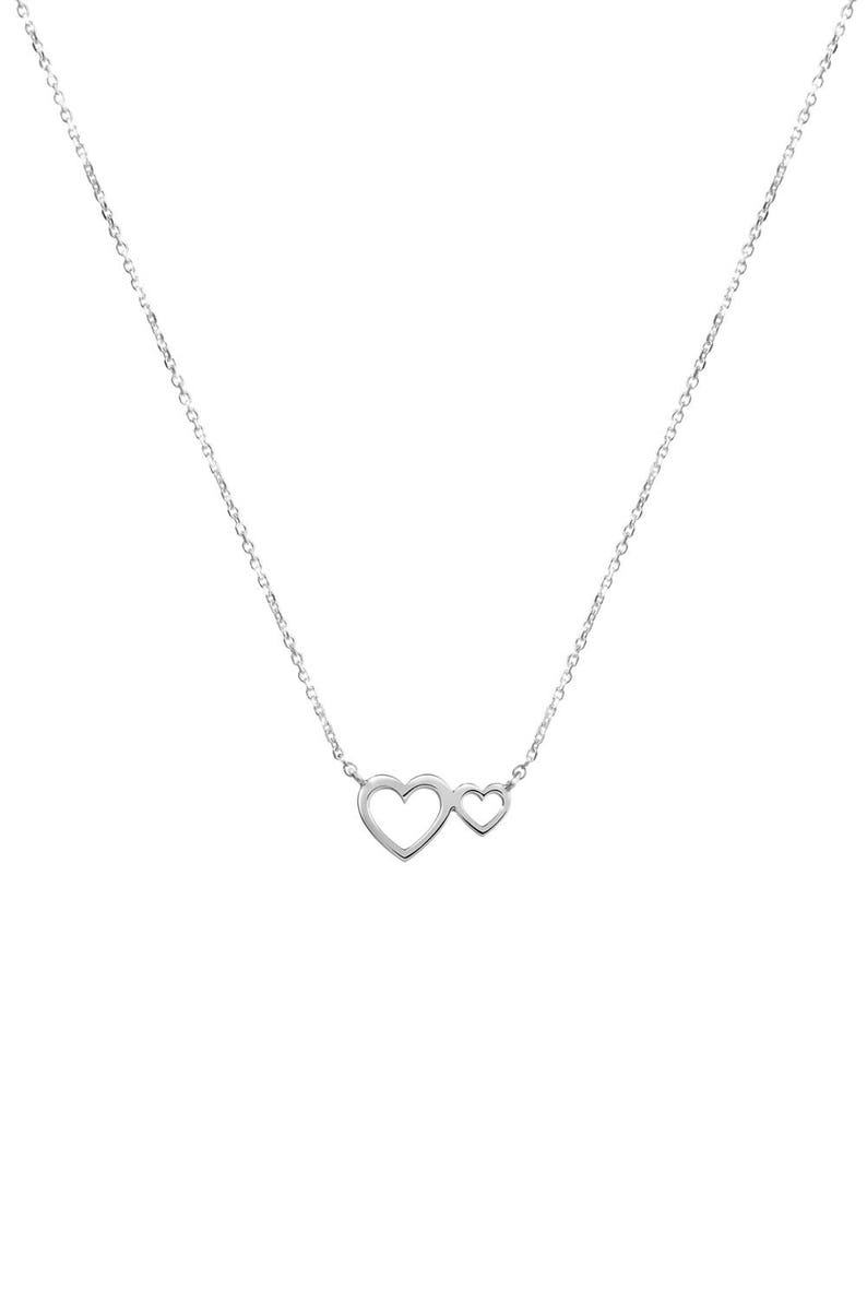 Two-Heart Necklace Romantic Pendant 14K Rose Gold Necklace Gift For Mom Gold Love Heart Women/'s Necklace Double Heart Necklace
