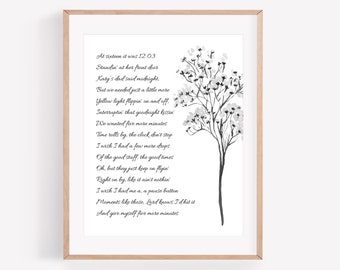 Baby's Breath Gypsophila Wedding Song Vows Calligraphy Handmade Cotton Paper Print 1st Year Anniversary 2nd Anniversary Custom Typography