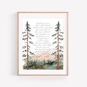 Pine Tree Mountains - Wedding Song Vows Calligraphy Handmade Cotton Paper Print 1st Year Anniversary 2nd Anniversary Custom Typography
