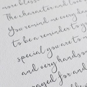 Wedding Song Vows Calligraphy Handmade Cotton Paper Print 1st Year Anniversary 2nd Anniversary Custom Typography Wedding Stationery Floral image 5