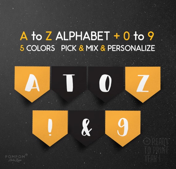 Guirlande Alphabet A Imprimer Fanions Lettres Drapeaux Etsy France