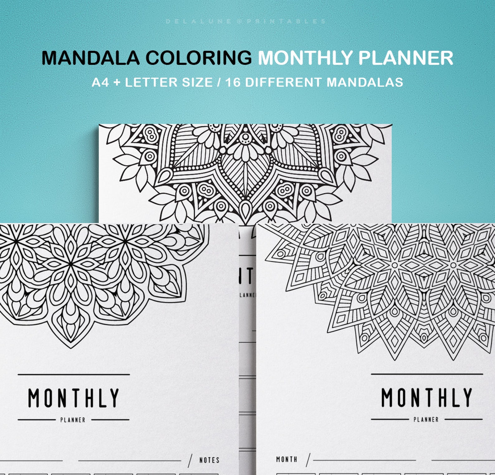 MANDALA Planner à imprimer MOIS Mandala à colorier Bullet - Etsy France