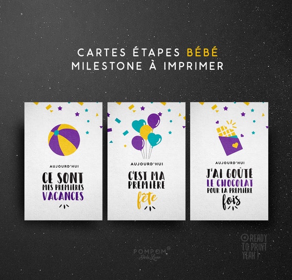 Cartes Etapes Bebe A Imprimer En Francais Kit Premieres Fois Etsy