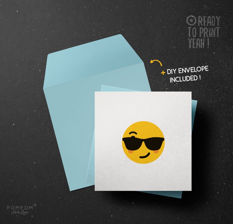 Bleue Voeux À Diy Smiley Vacances Carte Enveloppe Lunettes Emoji Imprimer Emoticon De Imprimable Soleil doeWxErBCQ