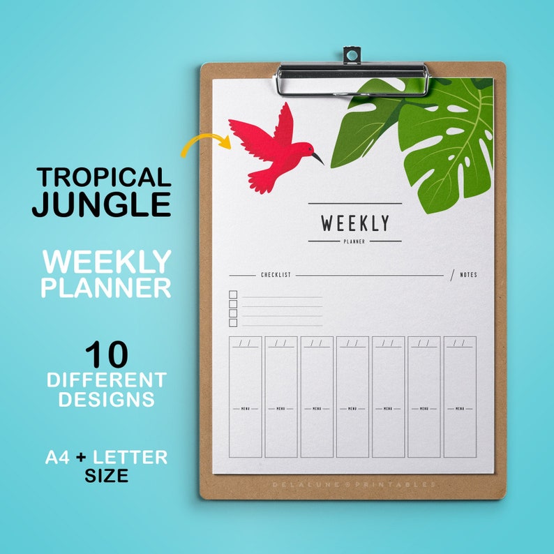 WEEKLY PLANNER PRINTABLE Tropical Jungle Planner Daily Etsy