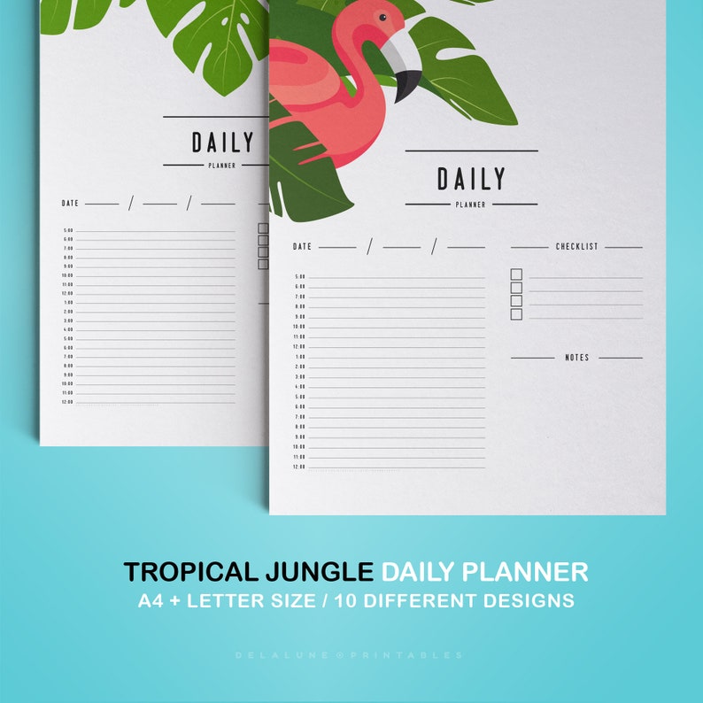 DAILY PLANNER PRINTABLE Tropical Jungle Planner Daily Bullet Etsy