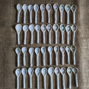 Handmade Ceramic Tea Spoon 10cm White Clay
