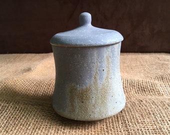 Handmade Ceramic Sugar Bowl, Tea Jar, Storage Pot - Concrete Blue