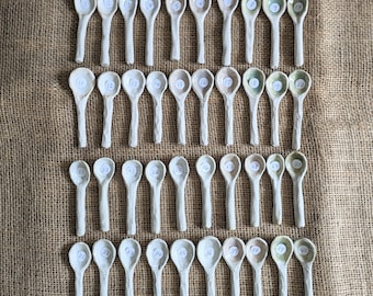 Handmade Ceramic Tea Spoon 10cm White Clay