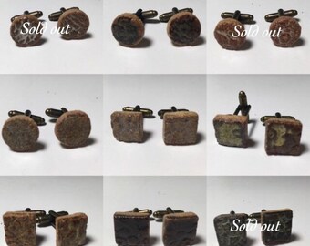 Handmade Ceramic Cufflinks - Brown, Beige etc