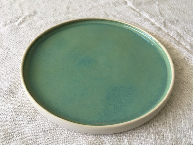 Green Ceramic Dinner Plate 23.5 with white clay