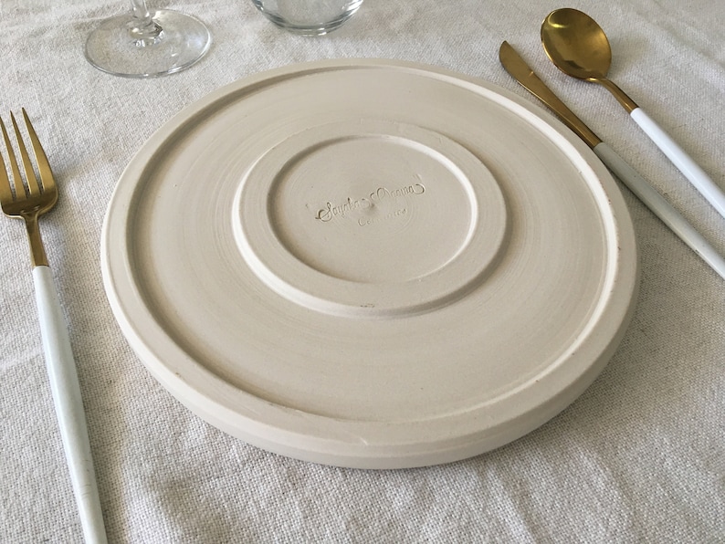 Green Ceramic Dinner Plate 23.5 with white clay