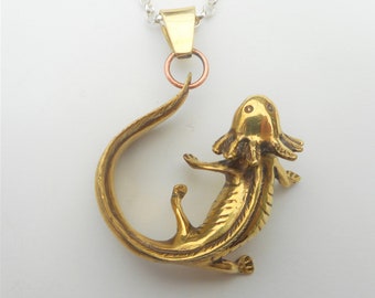 Brass Axolotl Pendant