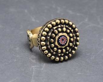 Touareg Berber Ring: Sterling Silver, Chevron Bead, Ethnic Tribal Jewelry