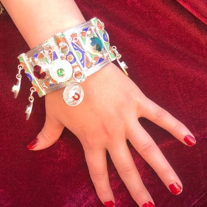Bracelets argent emaillé marocaine de tiznit fait a main ,ethniques marocaine bracelet,tribal bracelet berbère maroc