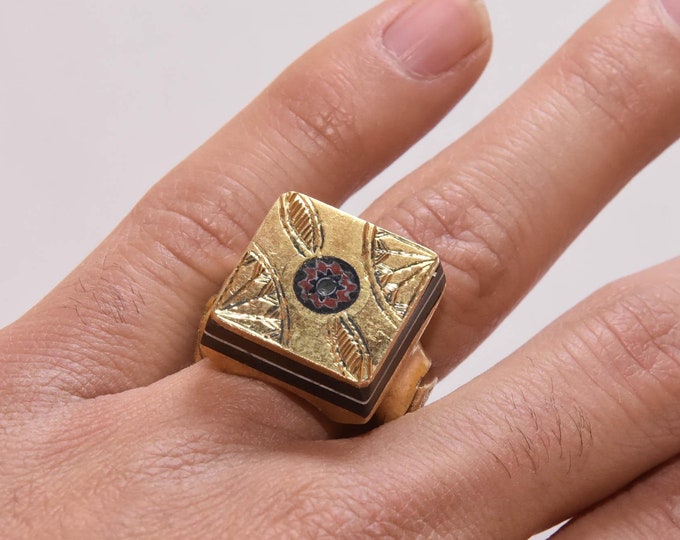 Tuareg ring copper handmade ethnic ,ebony copper ring