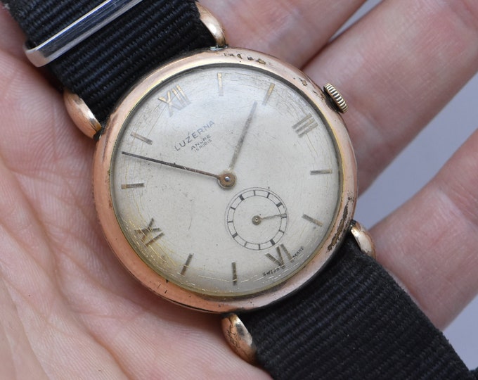 Luzerna Watch Swiss 1950s , Rare Swiss Watch Luzerna Montre