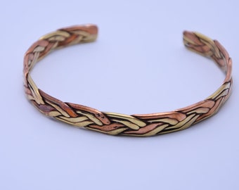 Handmade Copper Medical Alert Bracelet: Personalized Braided Bangle